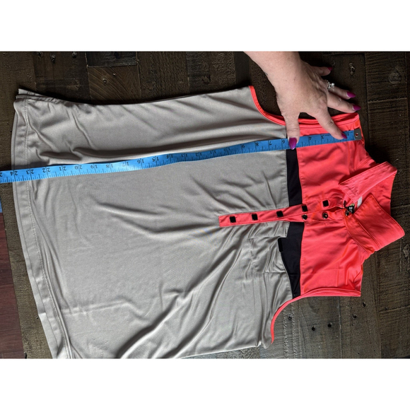 JAMIE SADOCK Sleeveless Golf Top 1/4 Zip Bright Orange & Tan Women’s Sz L - Picture 6 of 7